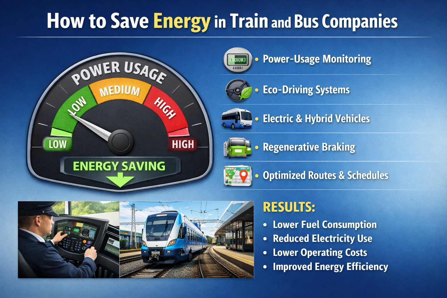 save Energy in Train and Bus Companies