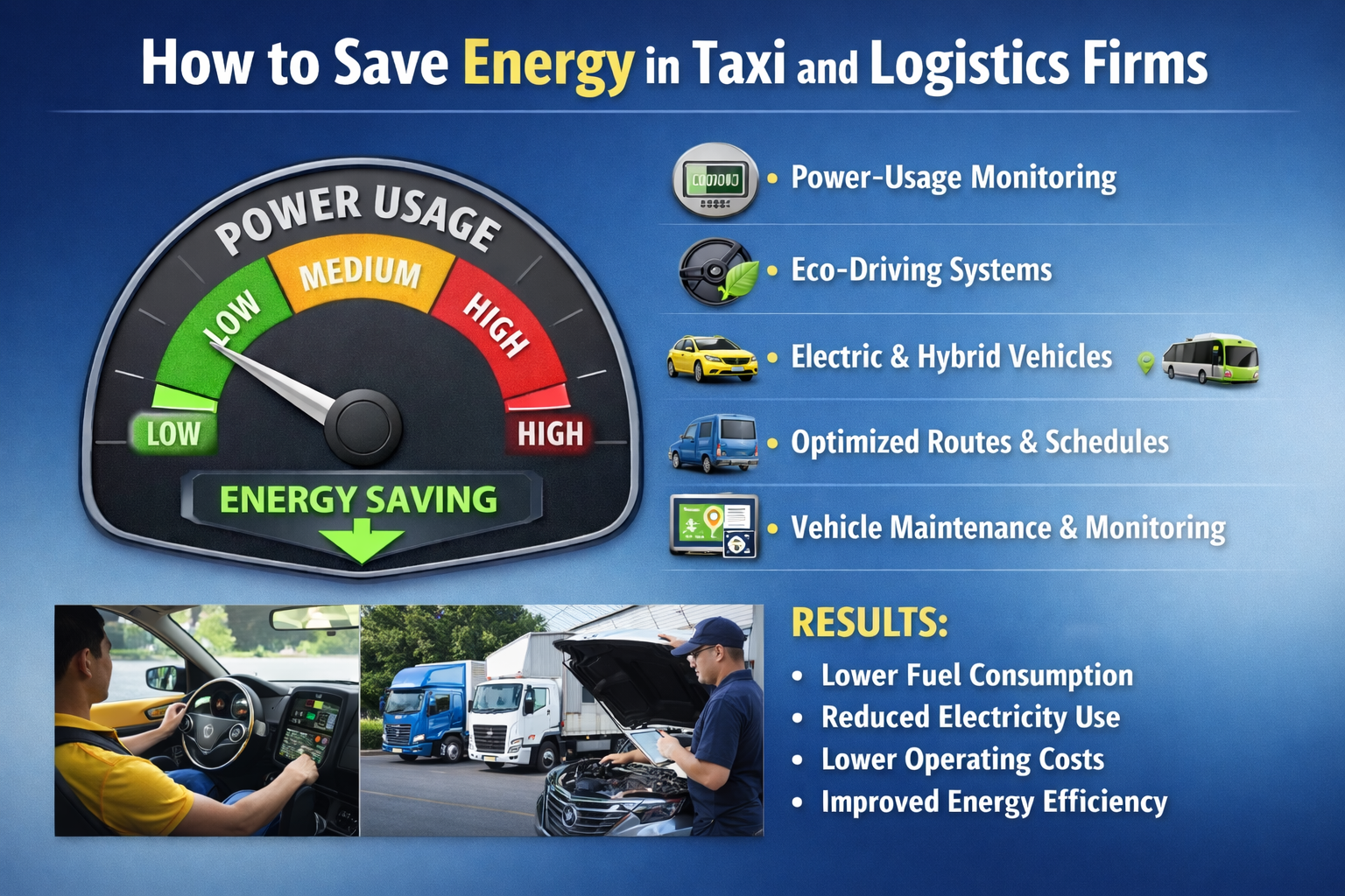 Energy Saving in Taxi or Logistics Firms